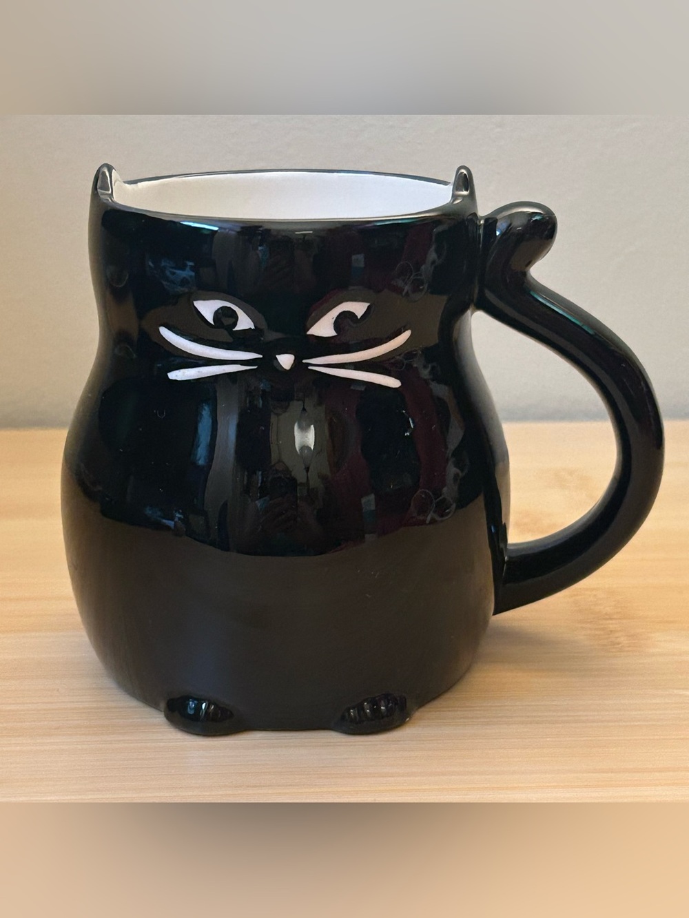 TAG Black Cat Mug Coffee Tea Halloween Face Ears Whiskers Retro Vintage Novelty